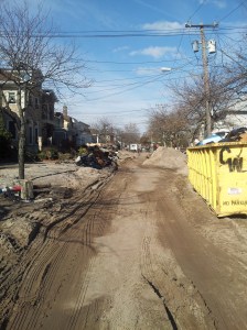 A beach block in Rockaway. Sandy dragged so much mud and sand onto the street that it had to be cleared by plows.