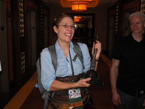Beth Cato was one of many writers to practice their posing-wth-an-award skills that evening.