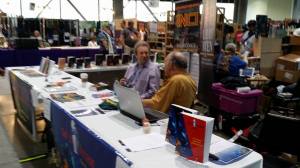 Mike Resnick teaching me some of the finer points of novel plotting.